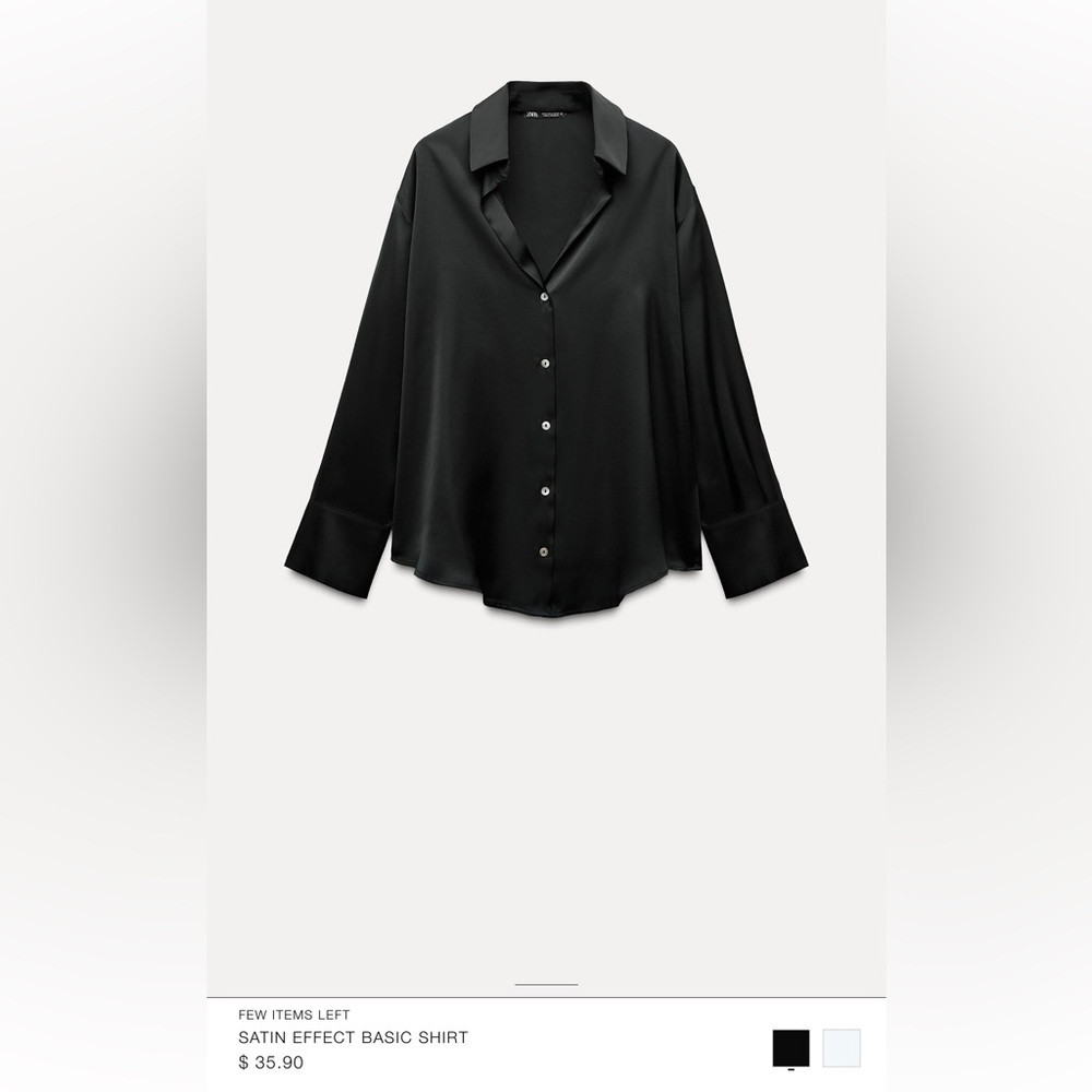 Zara Satin Effect Basic Shirt